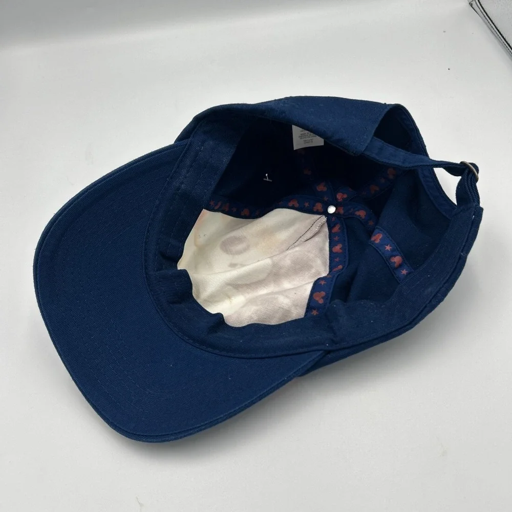 Disney Patriotic Mickey Mouse Stars & Stripes Baseball Cap Trucker Navy Slide OS